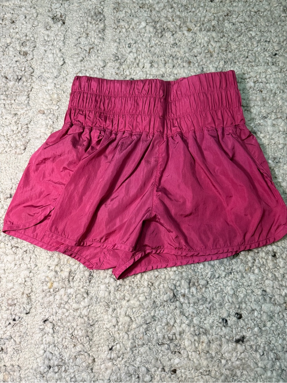 FP Movement by Free People Hot Pink Smocked High-Waist Athletic Shorts